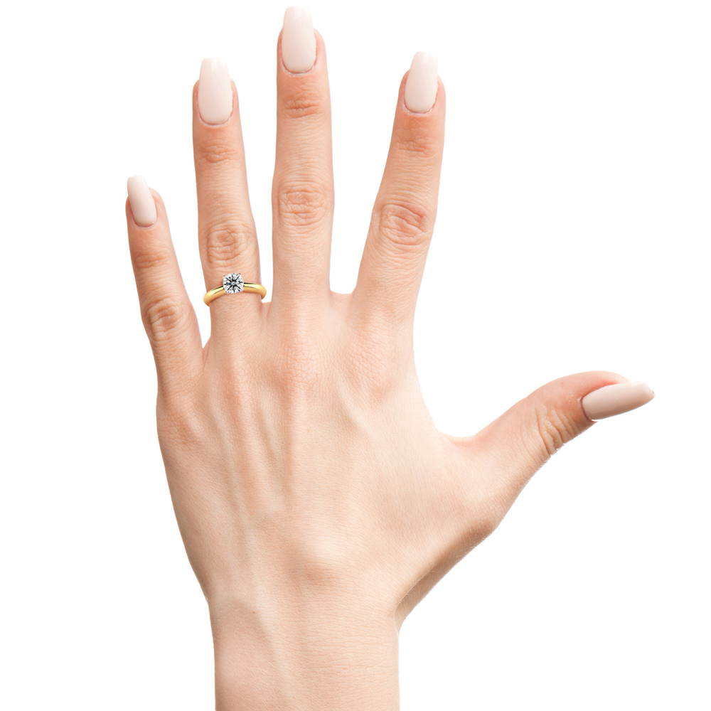 0.90 Carat Lab Grown Diamond Solitaire Ring In 14K Yellow Gold